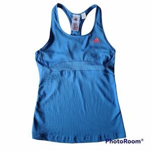 Women's Addidas Climalite Tank Top S/P Blue Athletic Built -in Bra